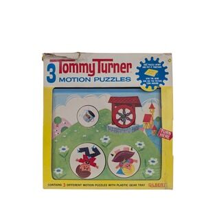 Vintage 1965 Tommy Turner 3 Motion Puzzles Gilbert Nursery Rhymes Set No 1